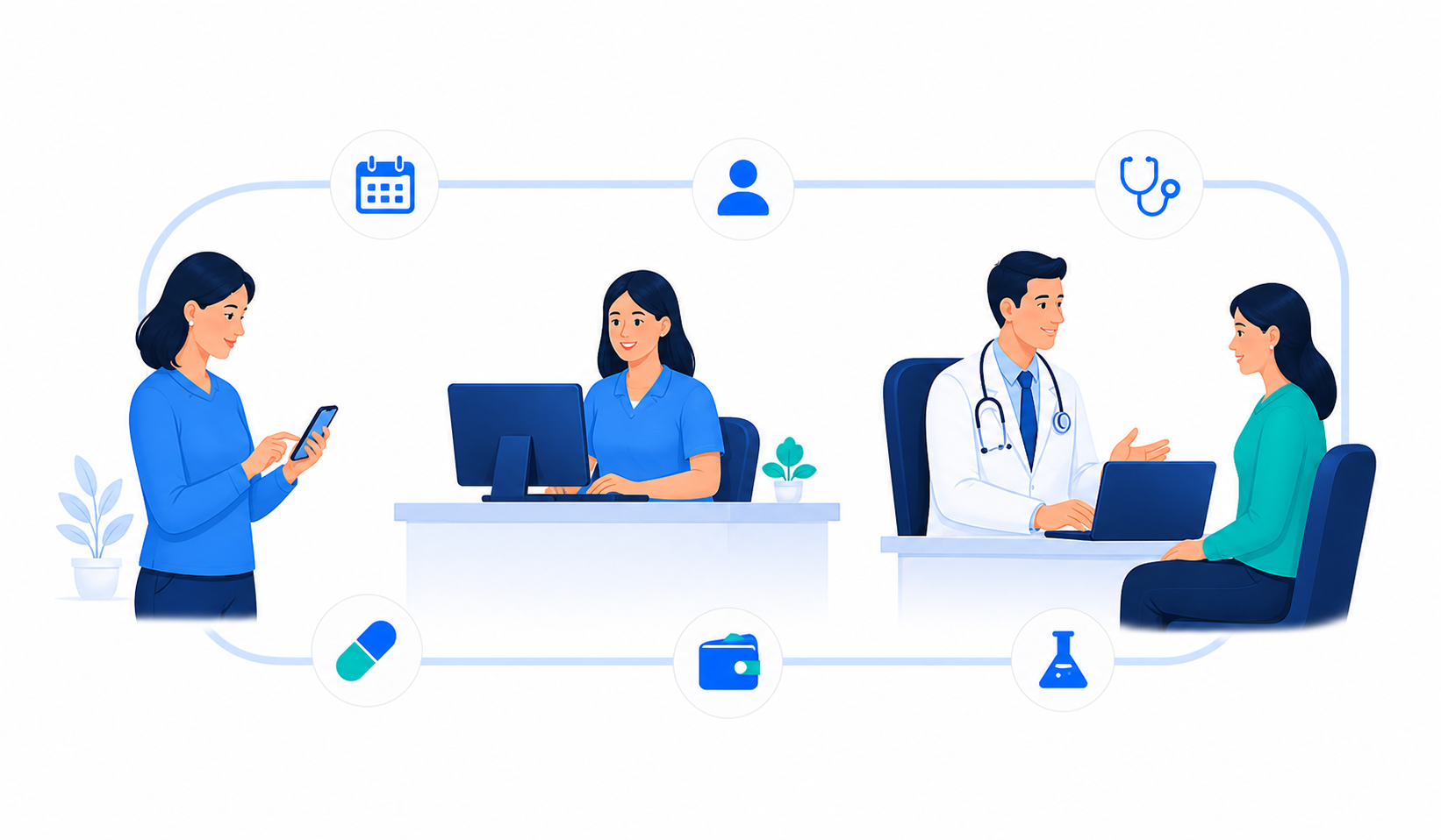 Bemorning onlayn yozilishdan registratura va shifokor ko‘rigigacha bo‘lgan MedicOS jarayoni